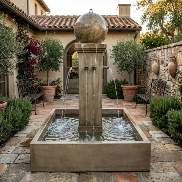 Quadrum Courtyard Fountain with Ball