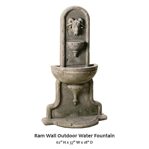 Ram Wall Outdoor Water Fountain