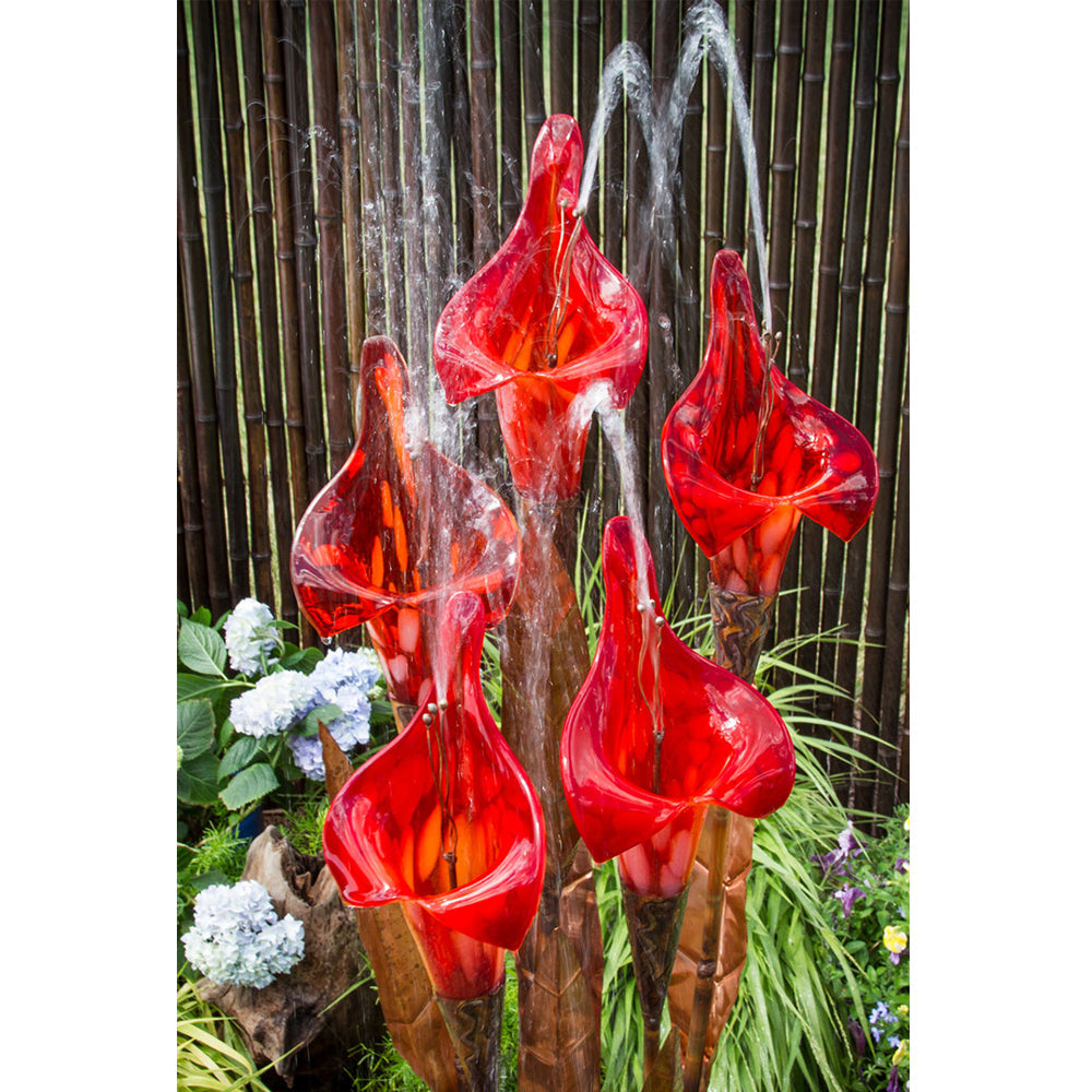 50" Copper Red Iris Flower Garden Fountain