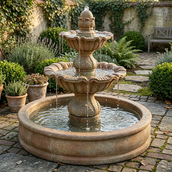 Regina Two Tier with 37" Pond Outdoor Fountain