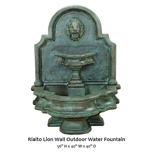 Rialto Lion Wall Outdoor Water Fountain