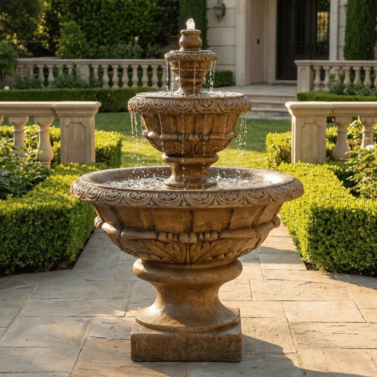 Roma Cast Stone Outdoor Fountain