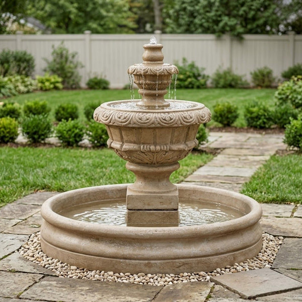 Roma Tiered Outdoor Fountain With 46 Inch Basin - Small