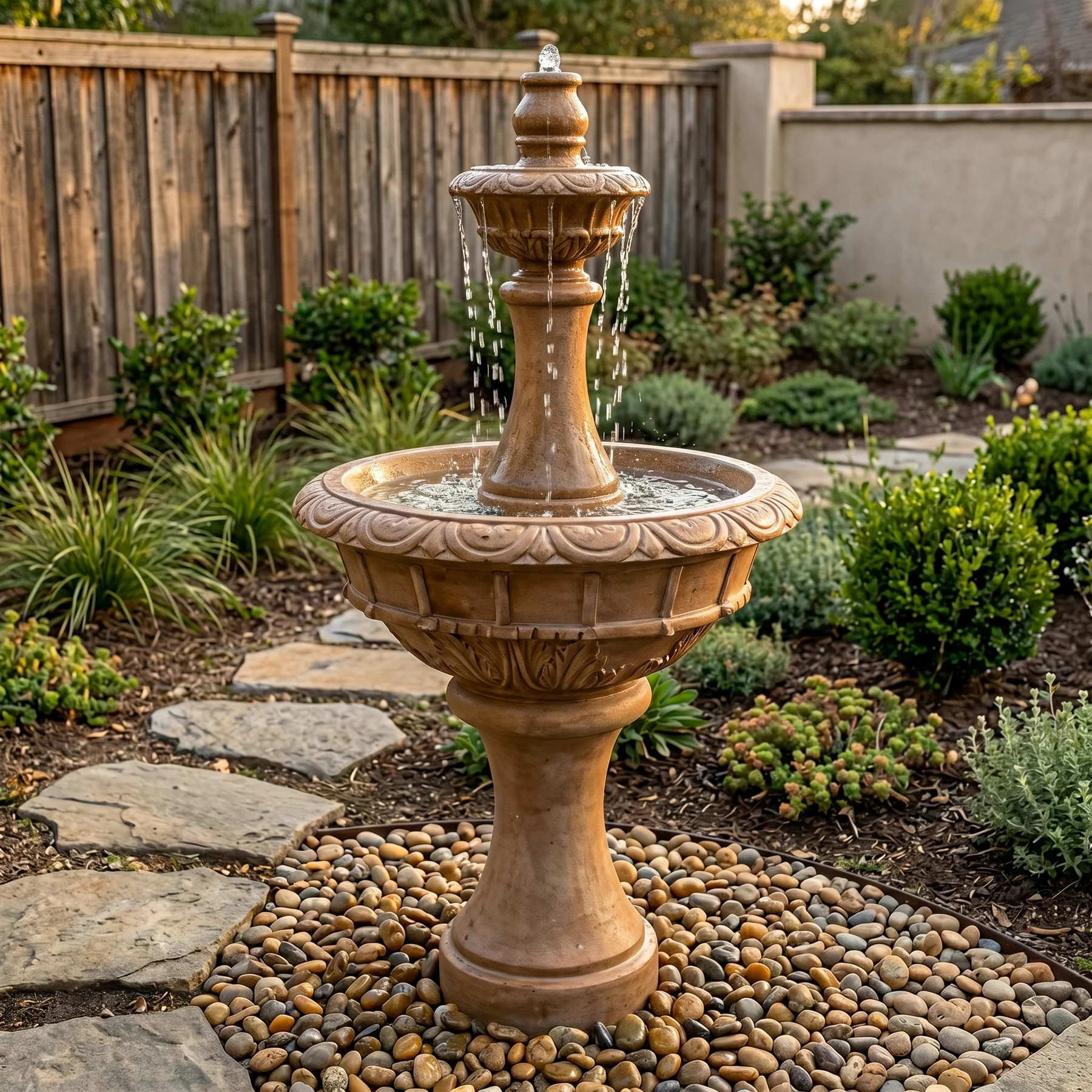 Roma Tiered Cast Stone Garden Fountain - Medium