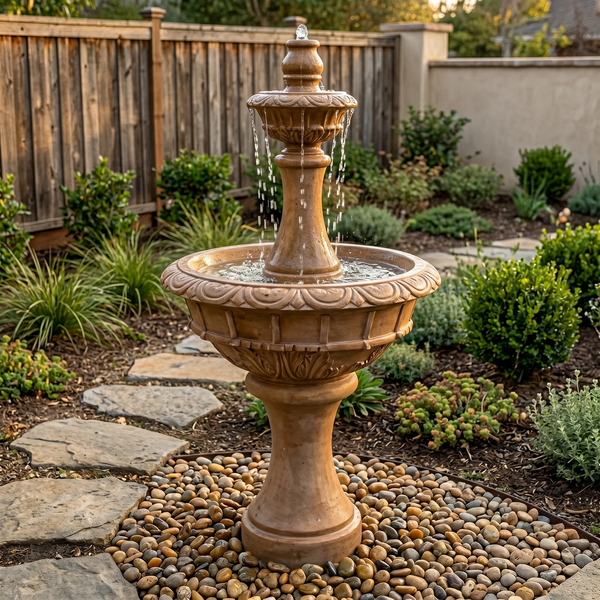 Roma Tiered Cast Stone Garden Fountain - Medium