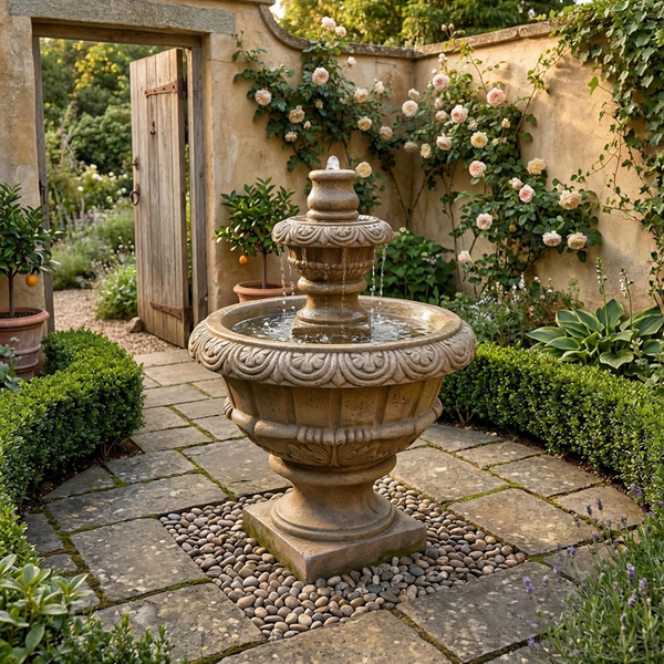 Roma Cast Stone Outdoor Fountain - Small