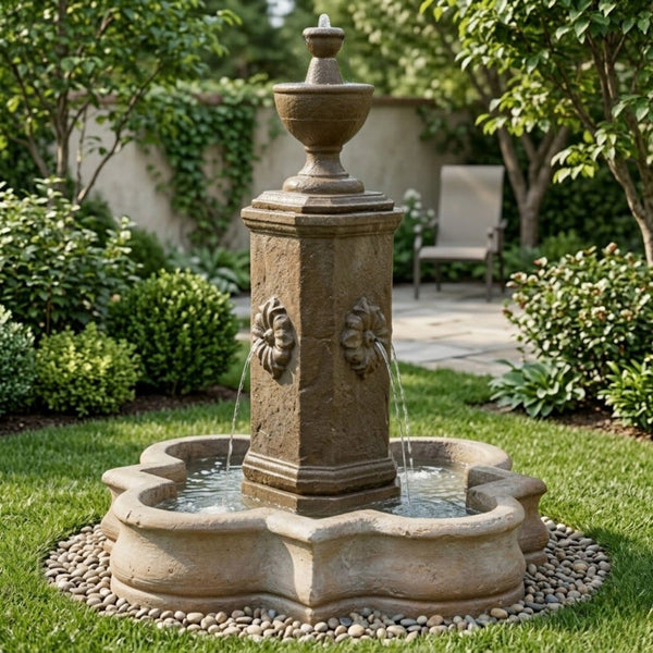 Fontaine 4種類 Rosatito Fountain with Quatrefoil Basin