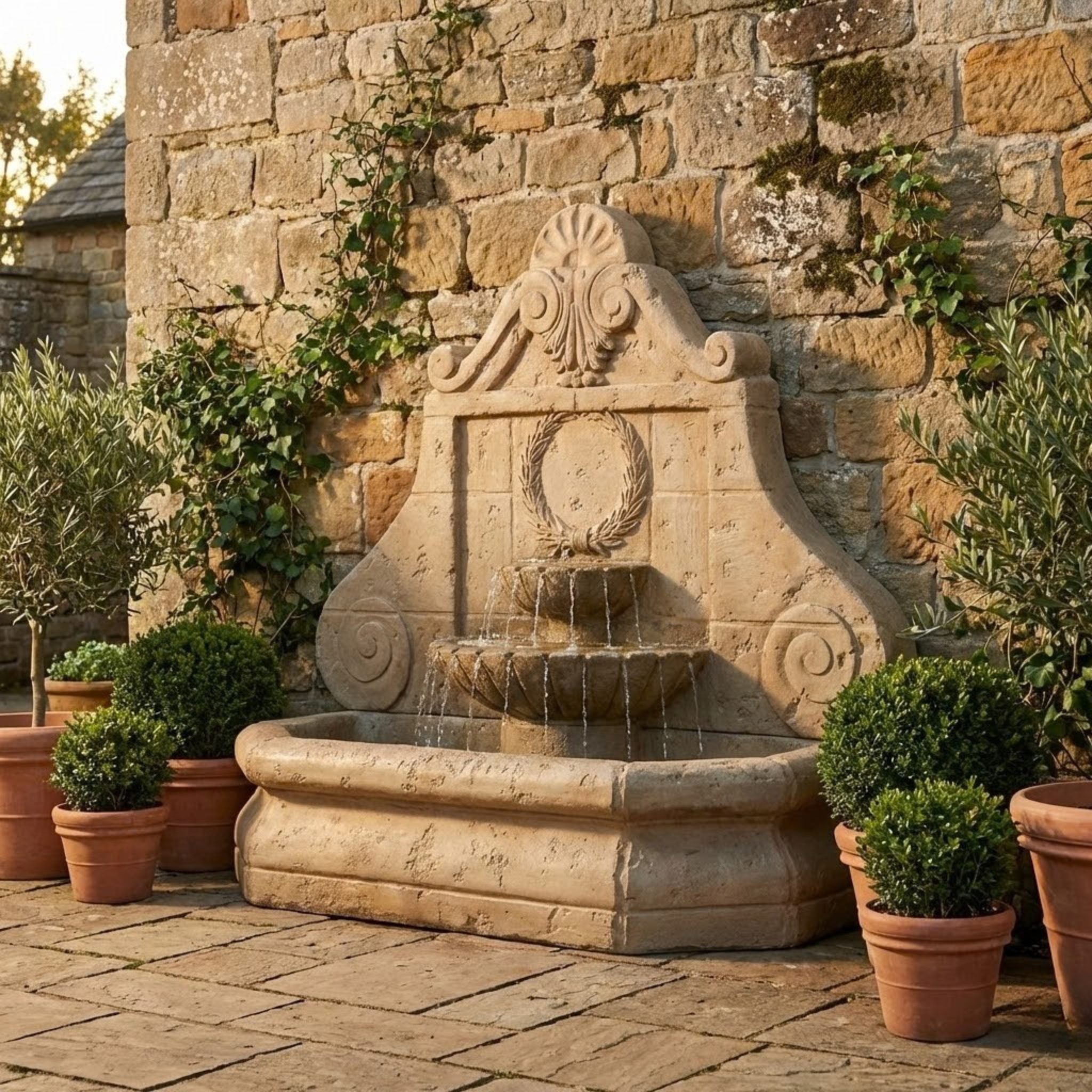 Senate Cast Stone Wall Outdoor Fountain