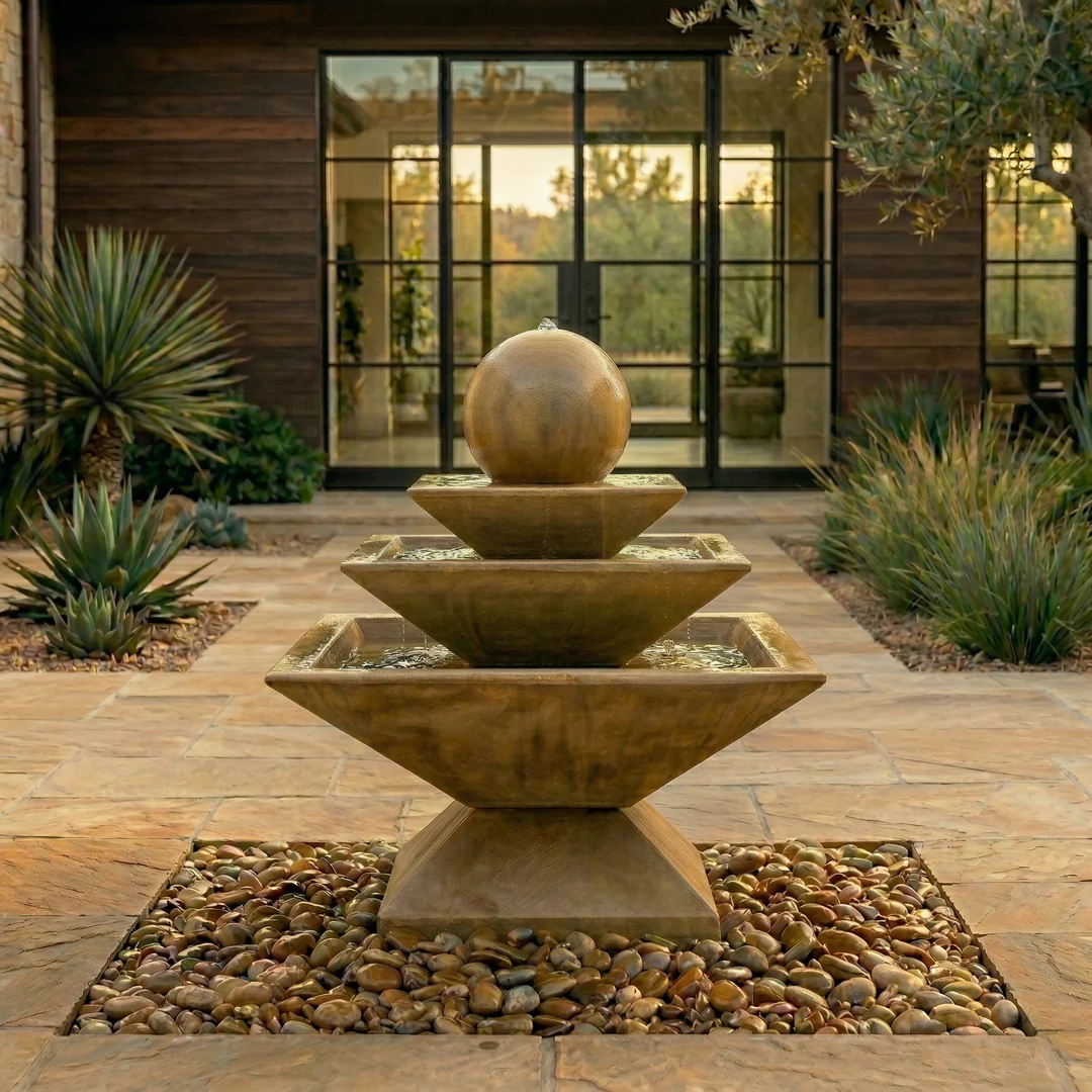 Shallow Three Tier Tapered Square Fountain