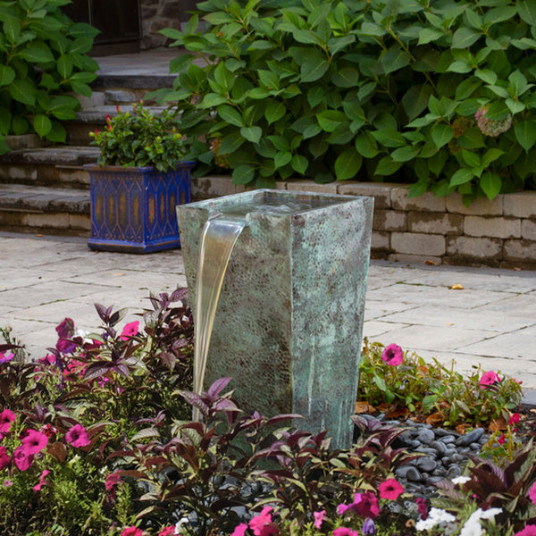 Single Tapered Square Urn Stone Fountain