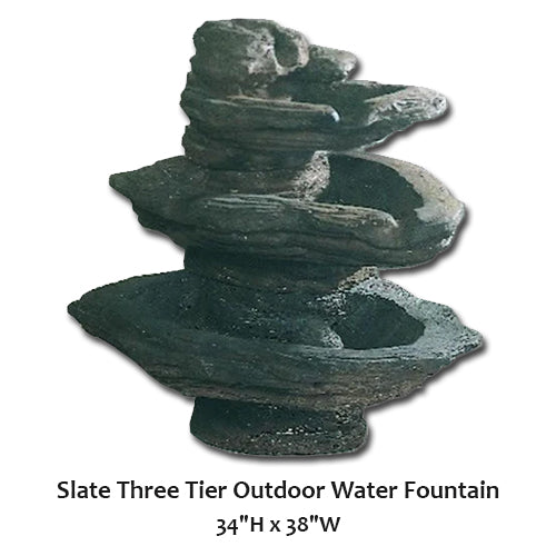 Slate Three Tier Outdoor Water Fountain