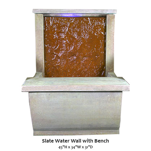 Slate Water Wall with Bench - Thumbnail 2
