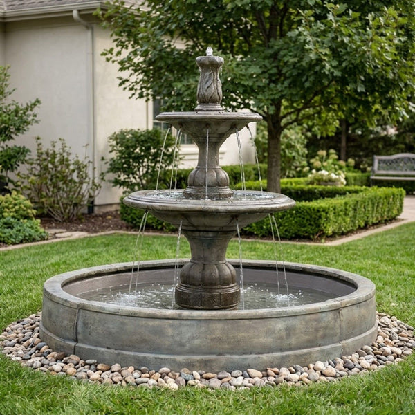 Small Contemporary Tier Fountain in Valencia Pool