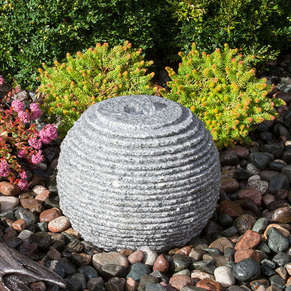 Ribbed Granite Sphere Stone Fountain