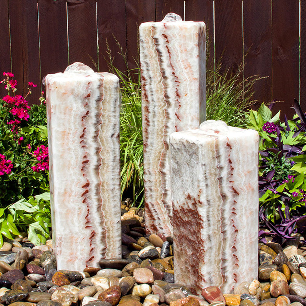 Smooth Red Onyx Triple Stone Fountain