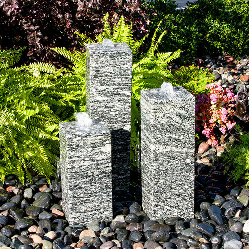 Smooth Speckled Granite Triple Stone Fountain