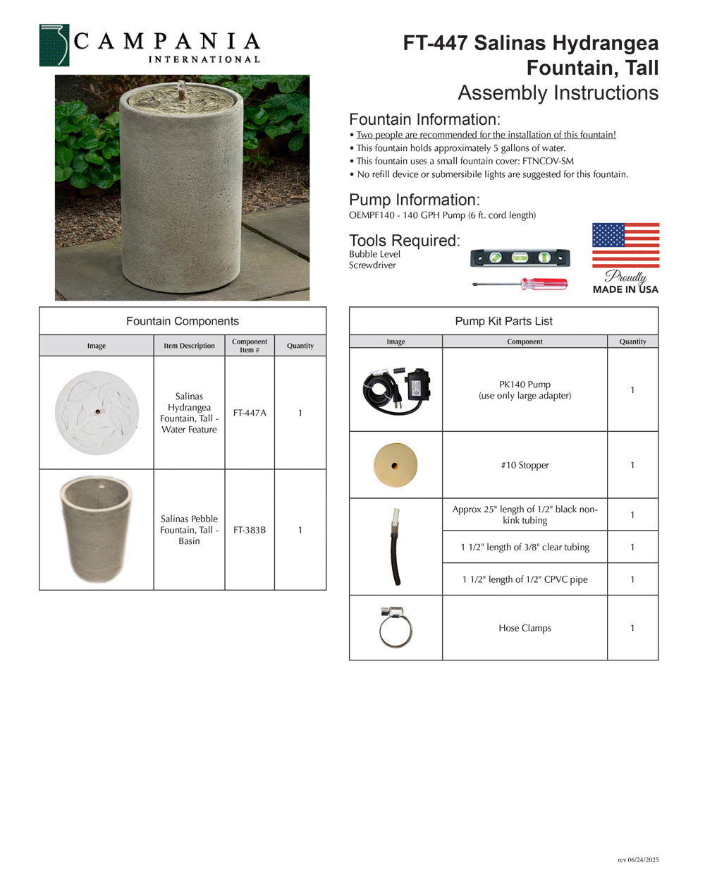 Salinas Hydrangea Fountain - Tall