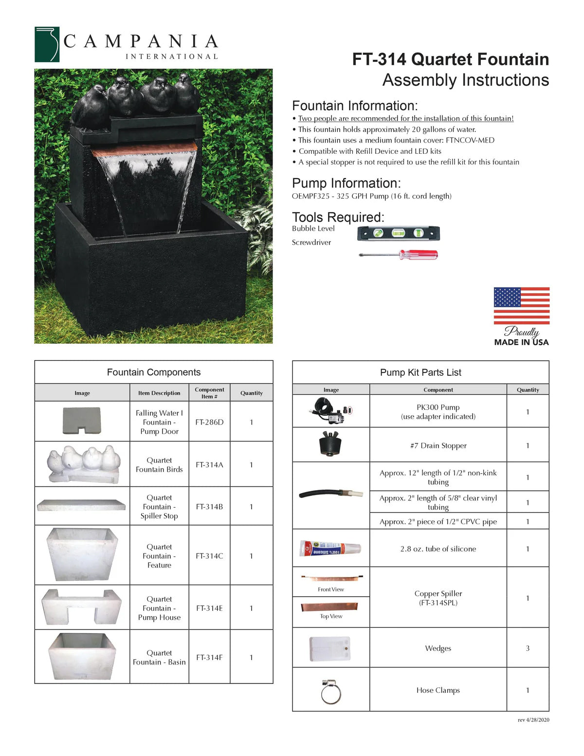 Quartet Wall Outdoor Fountain