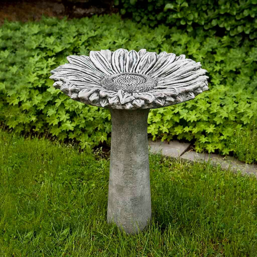 Sunflower Cast Stone Birdbath