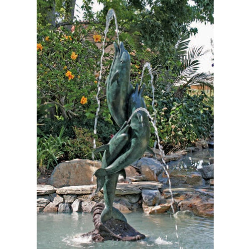 Brass Baron Tall Entwined Dolphins Garden | Pool Accent