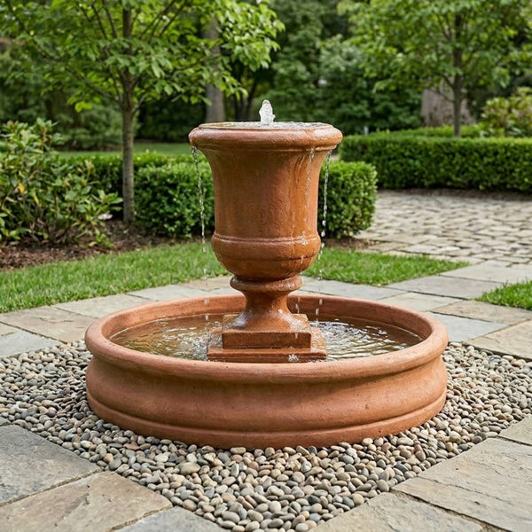 Tall Urn Cast Stone Outdoor Fountain - Medium