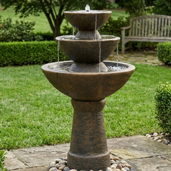 Three Tier Color Bowl Garden Fountain - Tall