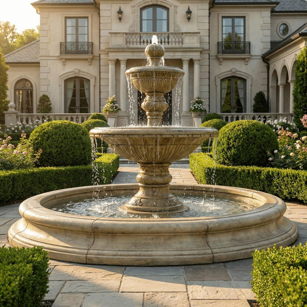 Traviata Two-Tier Fountain in Toscana Pool