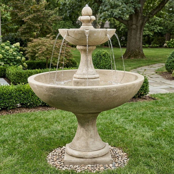 Trinidad Tiered Cast Stone Fountain with International Finial