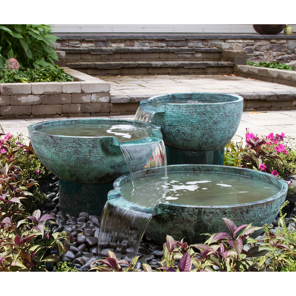 Triple Spillway Stone Bowl Fountain