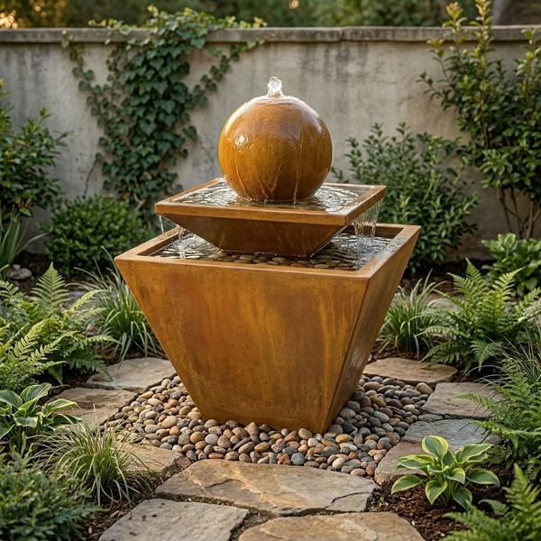 Two Tiered Tapered Square Fountain