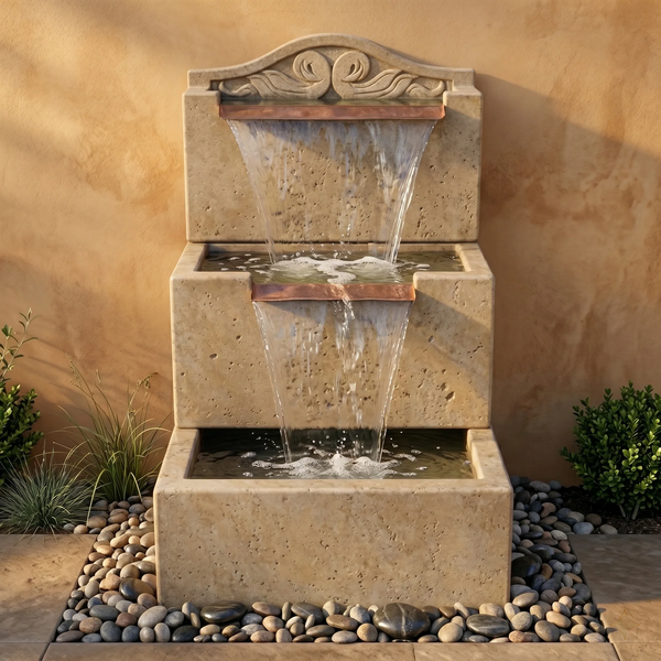 Uccelli Wall Tiered Garden Fountain - Tall
