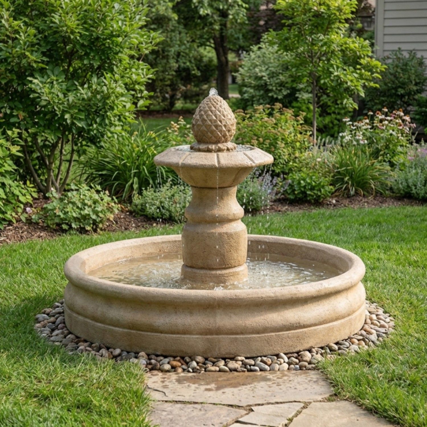 Venetian Cast Stone Outdoor Fountain With 46 Inch Basin