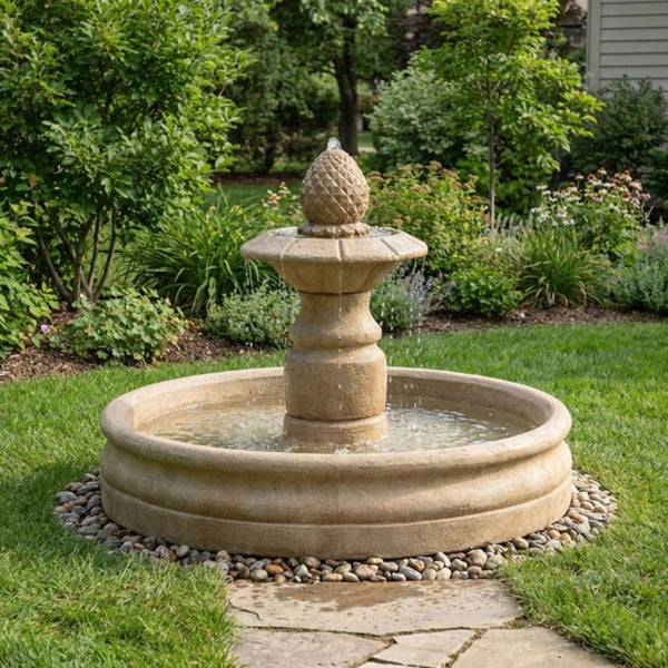 Venetian Cast Stone Outdoor Fountain With 46 Inch Basin