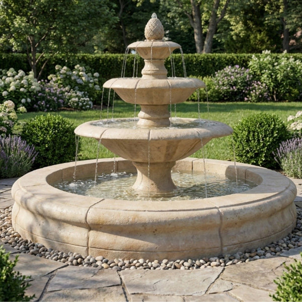 Elegant courtyard water feature for home exterior