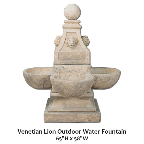Venetian Lion Outdoor Water Fountain