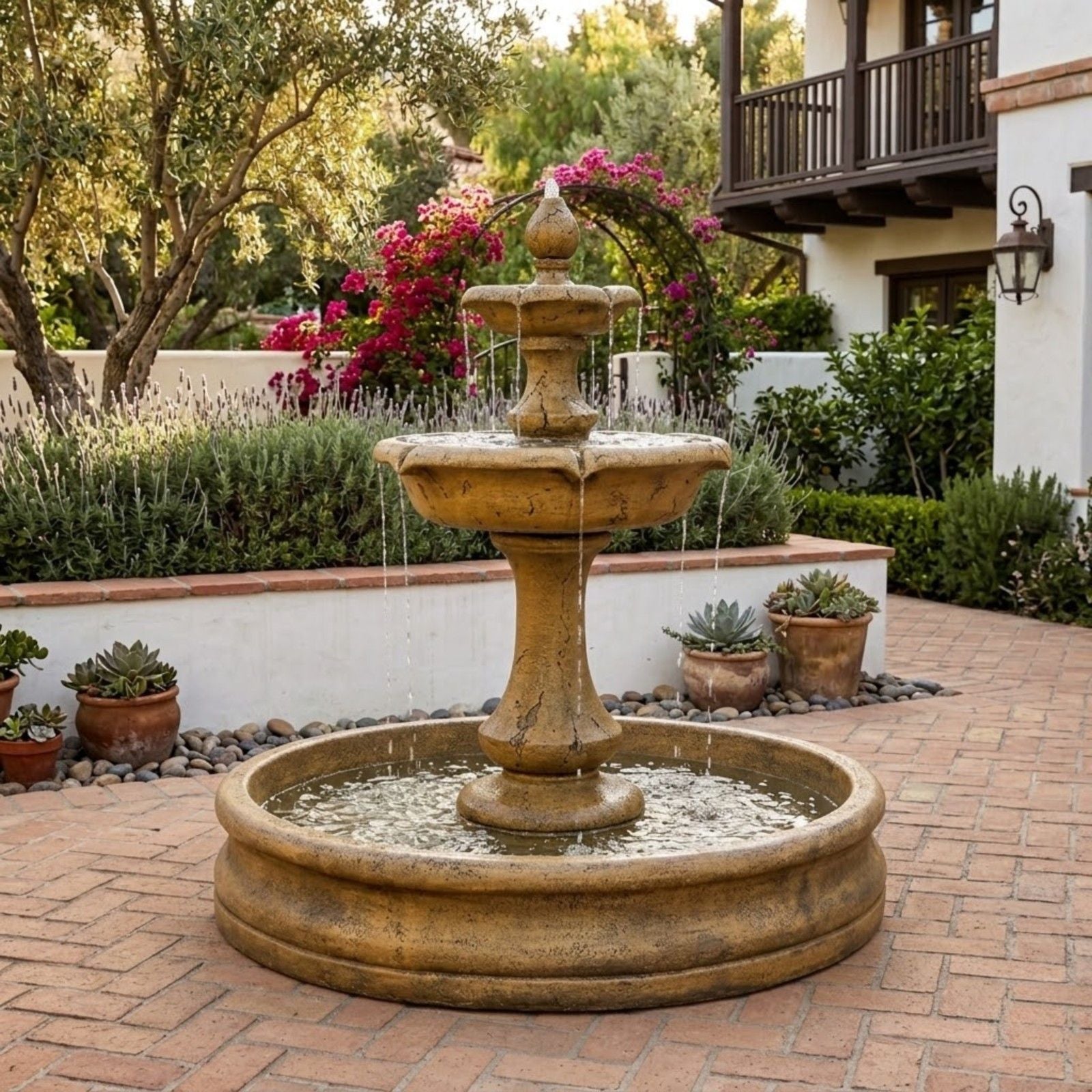 Verona Tiered Outdoor Fountain, Small with 46" Basin