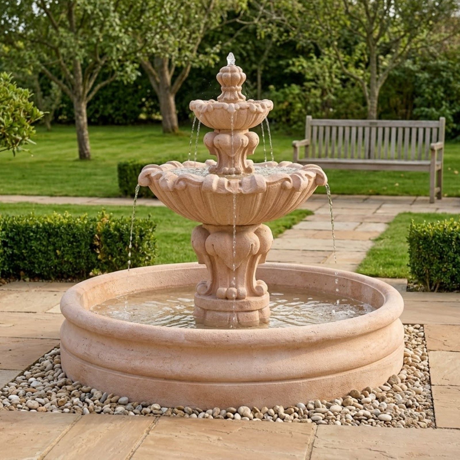 Vesuvio Tiered Garden Fountain With 46 Inch Basin