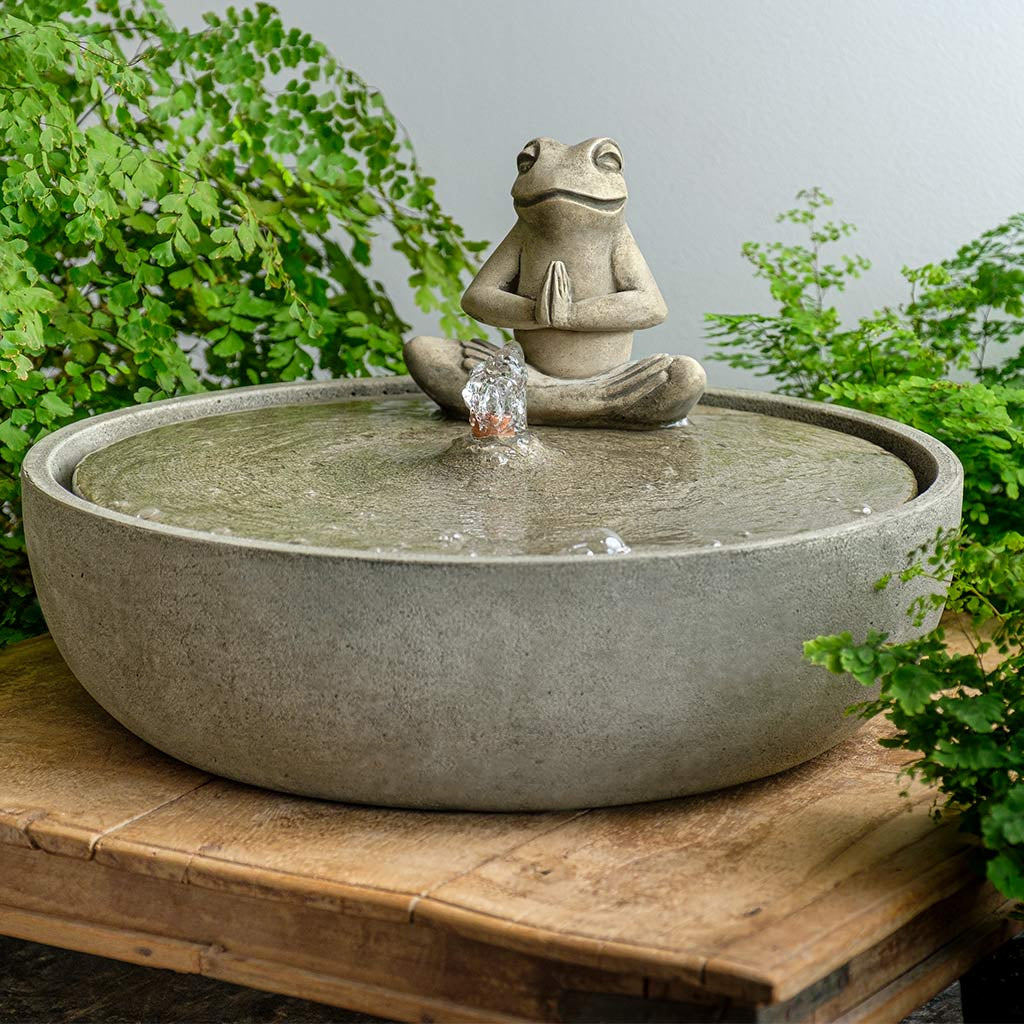 Yoga Frog Fountain | Zen Cast Stone Garden Fountain