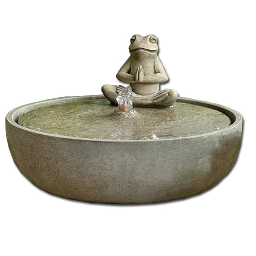 Yoga Frog Fountain | Zen Cast Stone Garden Fountain