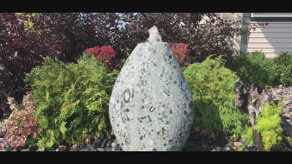 Almond-Shaped Green Marble Stone Fountain