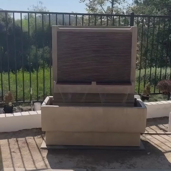 Double Brentwood Wall Fountain with cascading water features in a serene outdoor setting