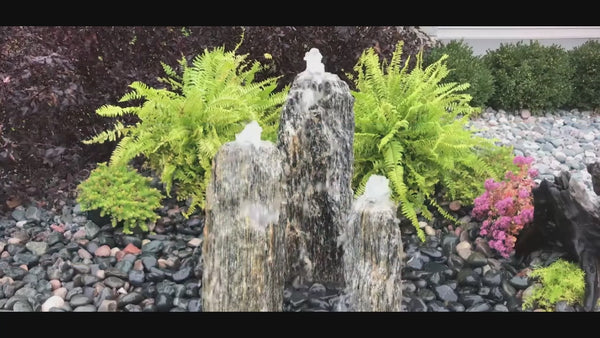 Triple Beachcomber Chiseled Stone Fountain