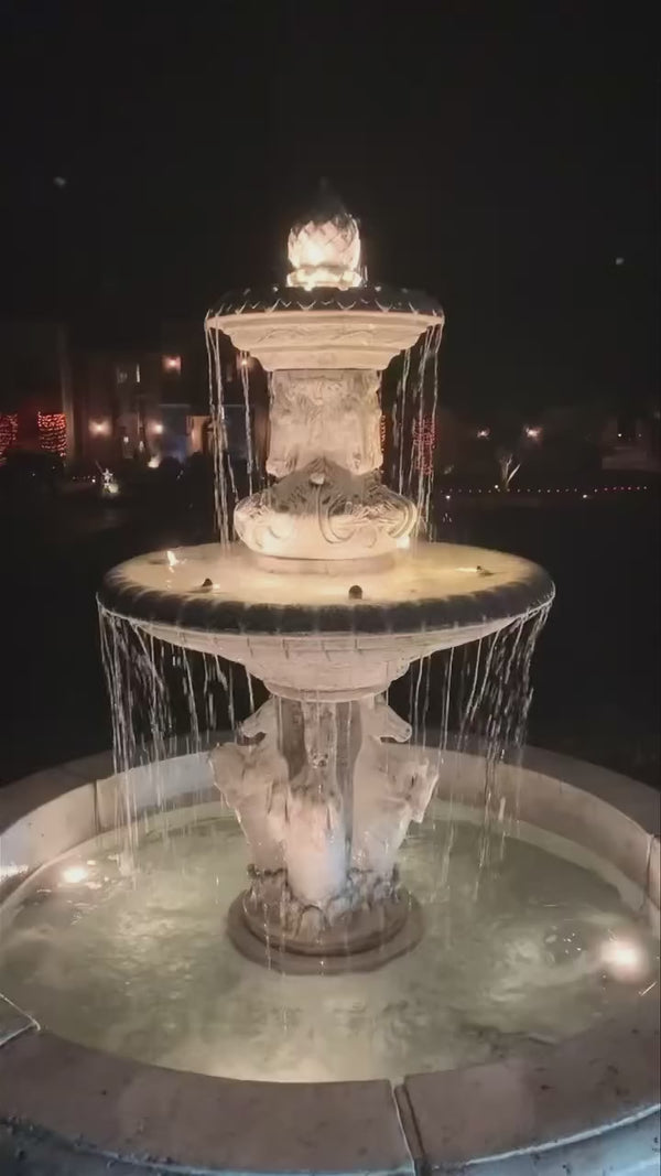 Cavalli Fountain in Fiore Pond placed in a landscaped outdoor setting.