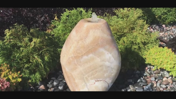 Almond-Shaped Yellow Onyx Stone Fountain