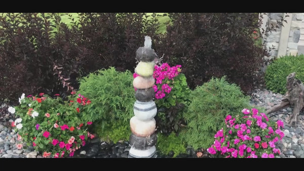 Stacked Pebble Garden Fountain