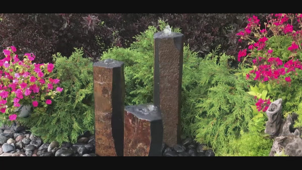 Semi-Polished Basalt Rock Column Fountain