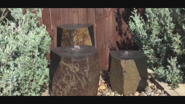 Kazan Triple Stone Outdoor Fountain