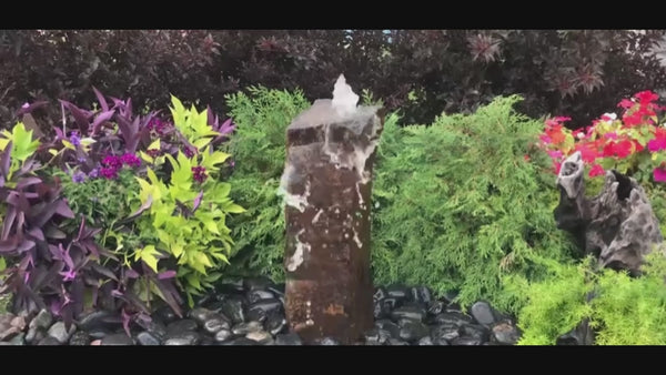 Rustic Basalt Rock Column Fountain