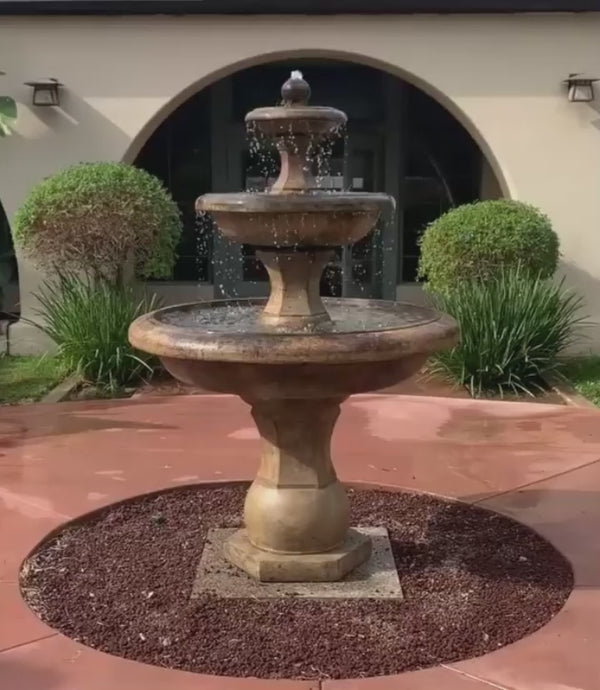 Grande Barrington Fountain in a formal outdoor courtyard