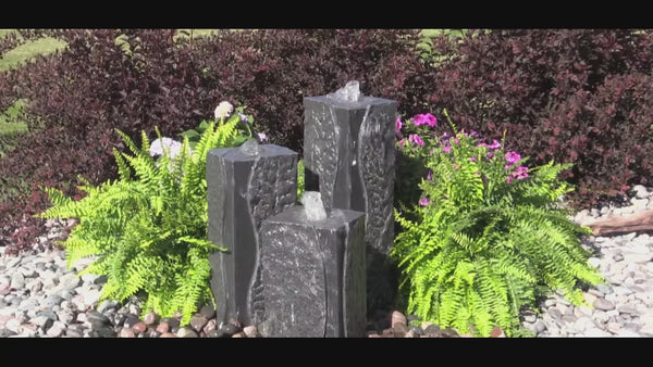 Polished Corner Triple Granite Stone Fountain